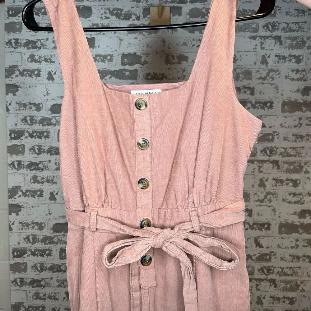 American Eagle | women pink corduroy overalls